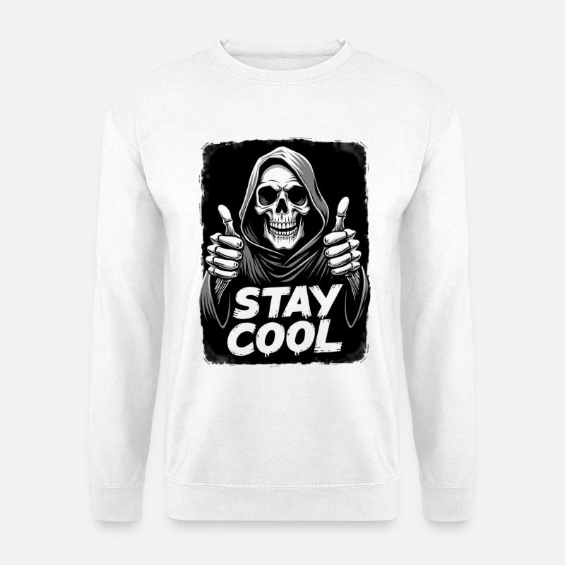 Stay Cool Grim Reaper Skull - Unisex Sweatshirt - white