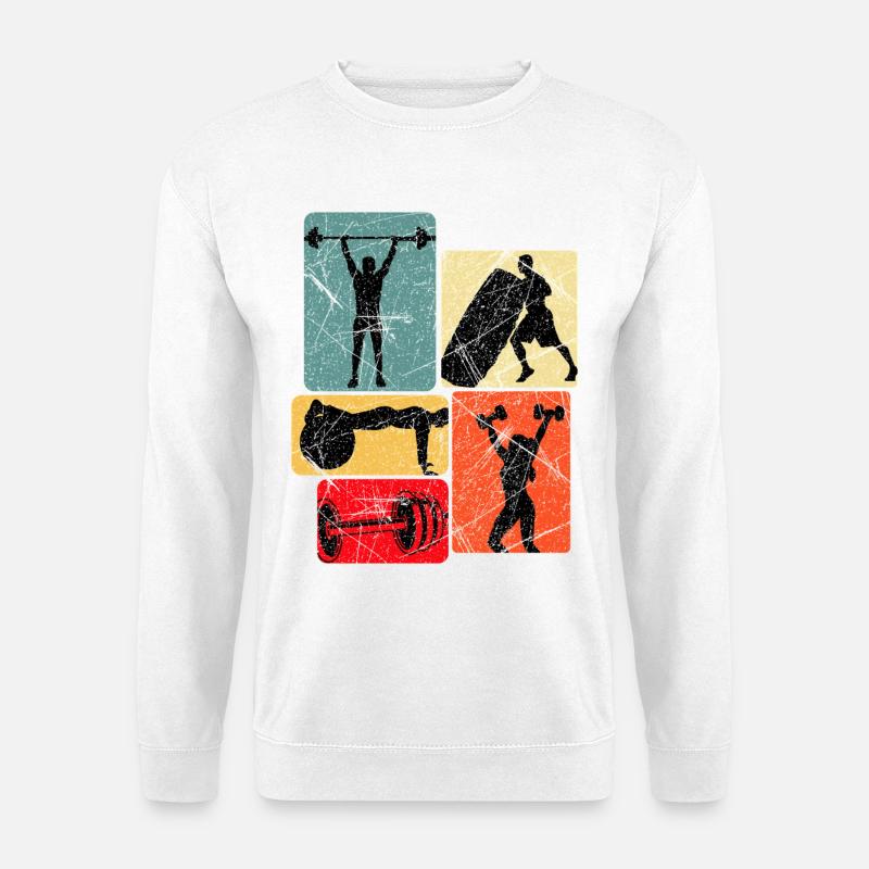Kraftquader: Fitness Silhouetten - Unisex Pullover - Weiß