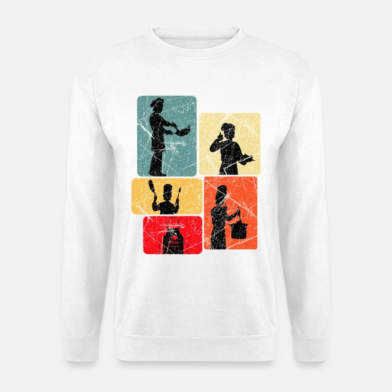 Küchenhelden Silhouetten Muster - Unisex Pullover - Weiß