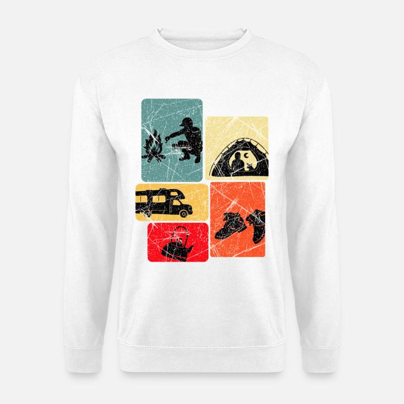 Abenteuerabend Camping Silhouetten - Unisex Pullover - Weiß