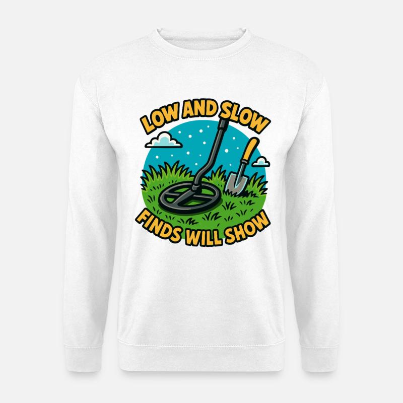 Niedrige und langsame Funde zeigen Metallerkennung - Unisex Pullover - Weiß