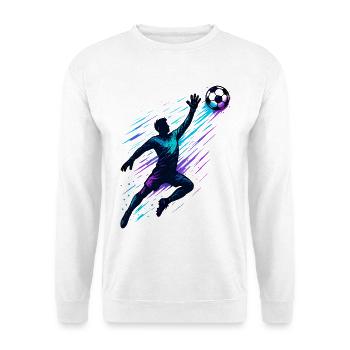 Neon Fußball Spieler, Schuss in den Winkel - Unisex Pullover - Weiß - Vorne