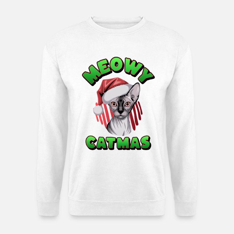 Weihnachts-Sphynx-Katzen-Weihnachtsmann - Unisex Pullover - Weiß