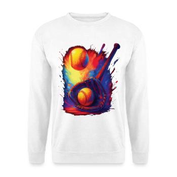 Baseball Vintage-Farb-Splash-Design Sport - Unisex Pullover - Weiß - Vorne
