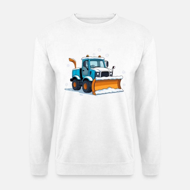 Blauer Cartoon Schneepflug - Unisex Pullover - Weiß