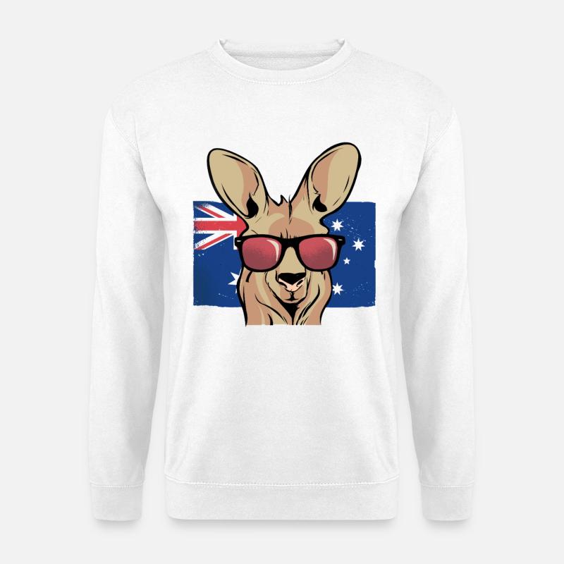 Kangaroo with Sunglasses Aussie Flag - Unisex Sweatshirt - white