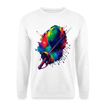 Fecht-Splash-Kunst – Fecht-Sportmaske und -schwert - Unisex Pullover - Weiß - Vorne
