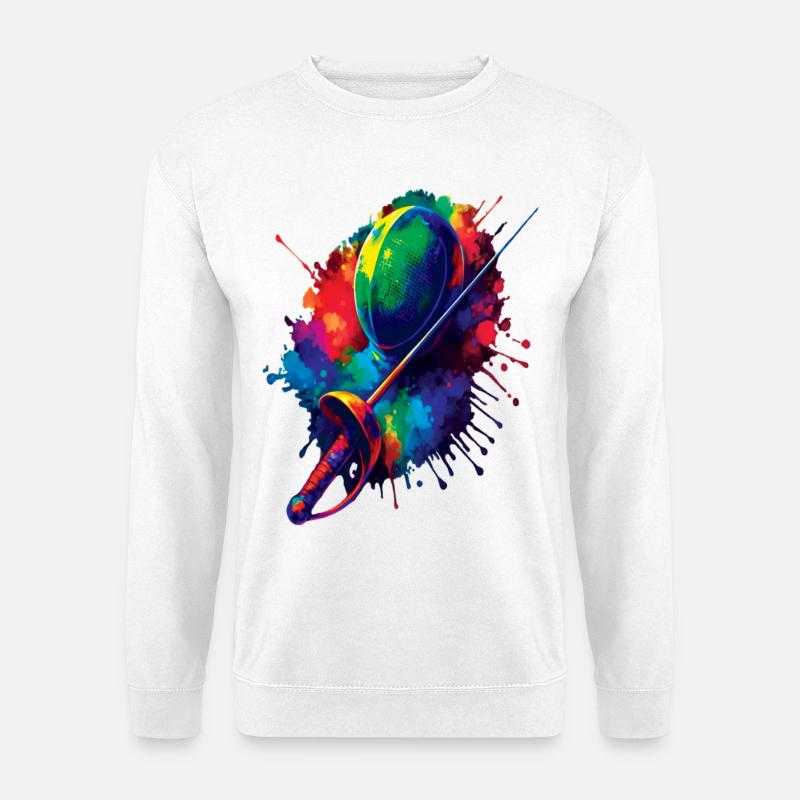 Fecht-Splash-Kunst – Fecht-Sportmaske und -schwert - Unisex Pullover - Weiß