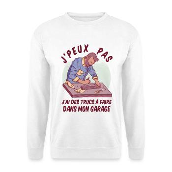 Ich kann nicht Garagenhumor DIY machen - Unisex Pullover - Weiß - Vorne