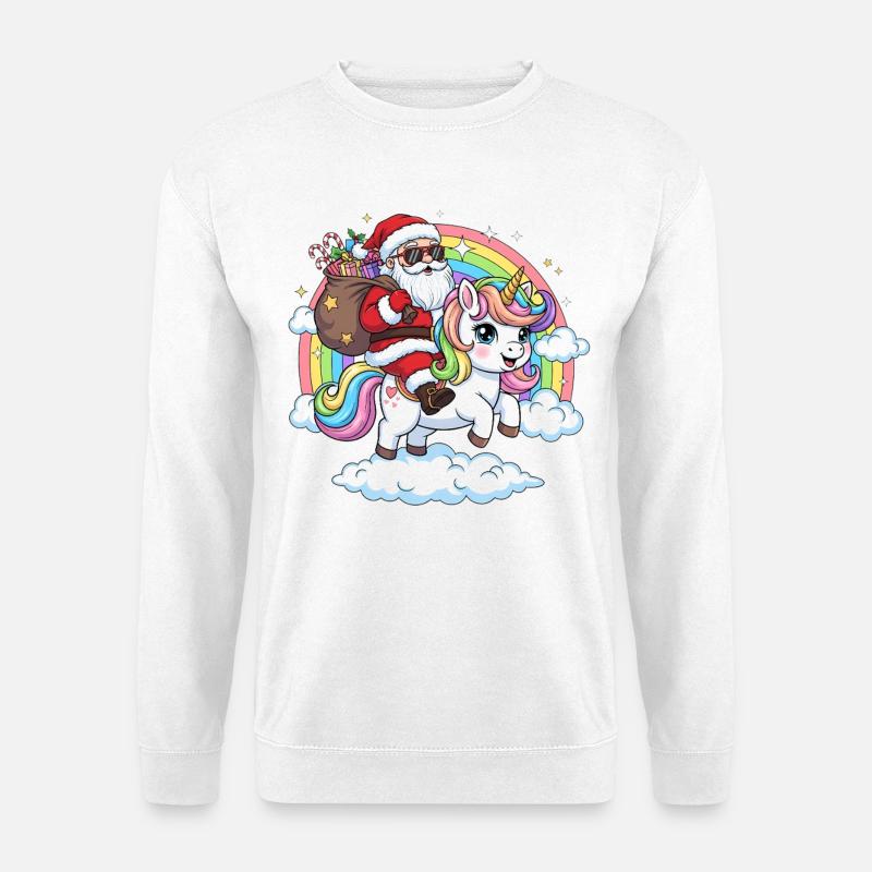 Weihnachtsmann Einhorn  - Unisex Pullover - Weiß