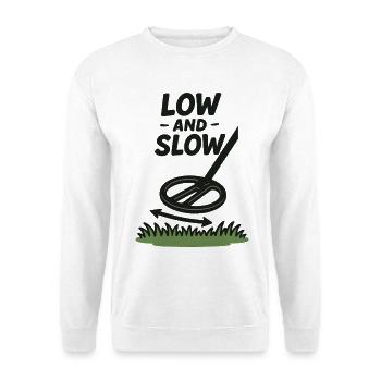Niedriger und langsamer Metalldetektor-Schatzsucher - Unisex Pullover - Weiß - Vorne