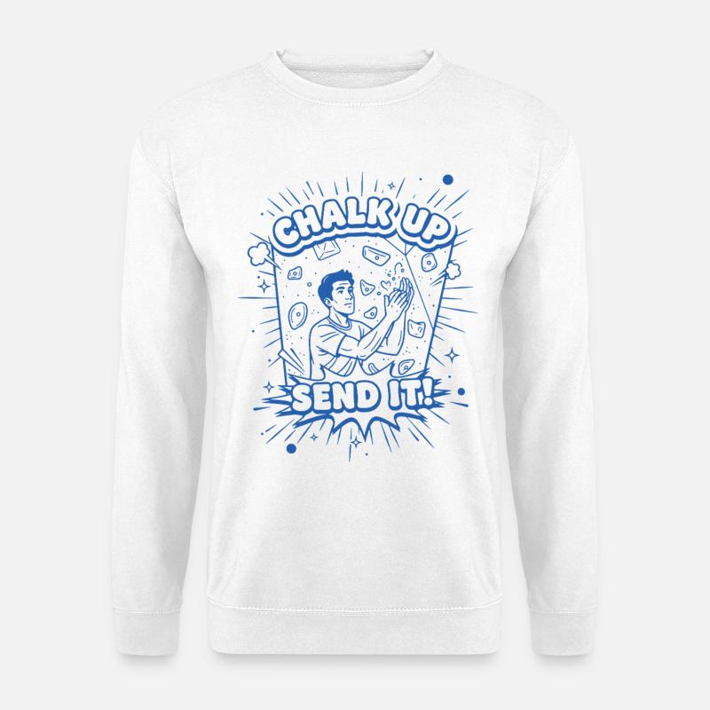 Kreide auf, schick es, kletterndes Boulder-Design - Unisex Pullover - Weiß