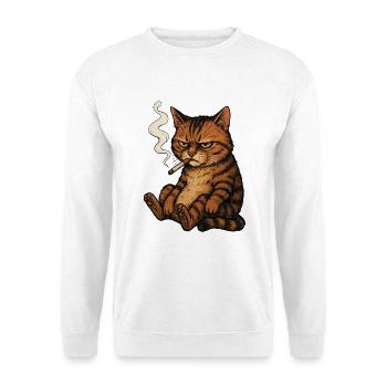 Smoking Cat - Unisex Pullover - Weiß - Vorne