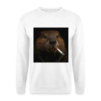 Smoking Beaver - Unisex Pullover - Weiß - Vorne