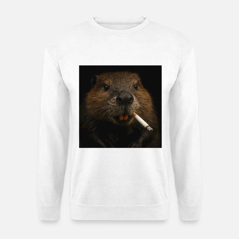 Smoking Beaver - Unisex Sweatshirt - white