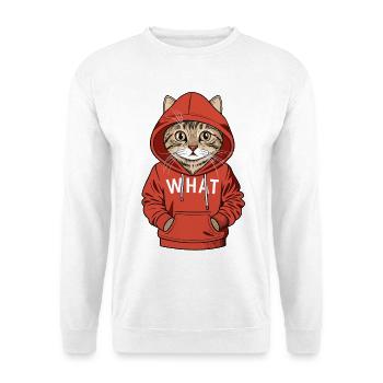 Lustige Coole Katze im Hoodie WHAT - Unisex Pullover - Weiß - Vorne