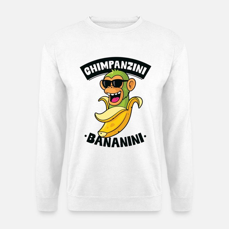 Schimpansen Bananini - Unisex Pullover - Weiß