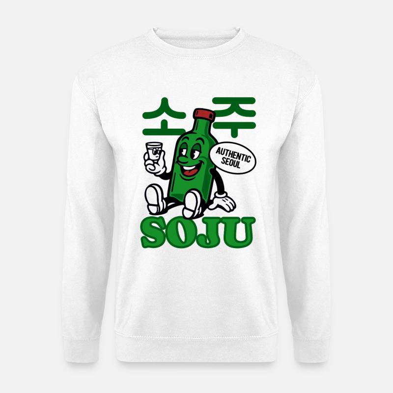 Soju Cartoon Flasche | Koreanischer Schnaps - Unisex Pullover - Weiß