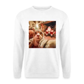 Selfie de chat avec le Père Noël - Sweat-shirt Unisexe - blanc - Devant