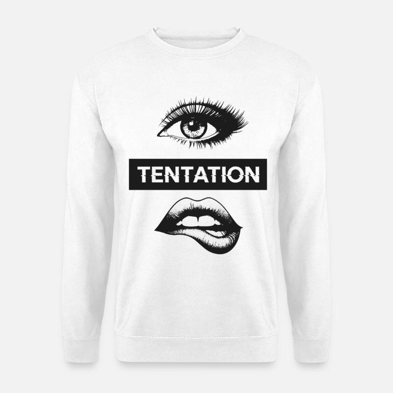 Temptation: Eye and Lips Black White - Unisex Sweatshirt - white