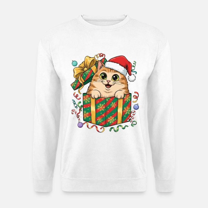 Kätzchen im Weihnachtsgeschenk - Unisex Pullover - Weiß