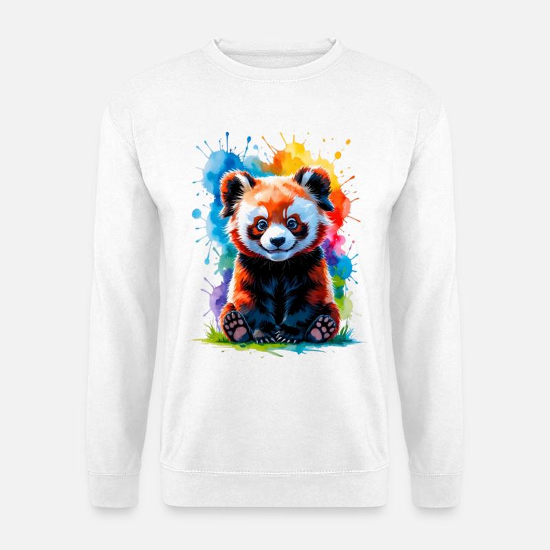 Bunter Aquarell-Panda - Unisex Pullover - Weiß