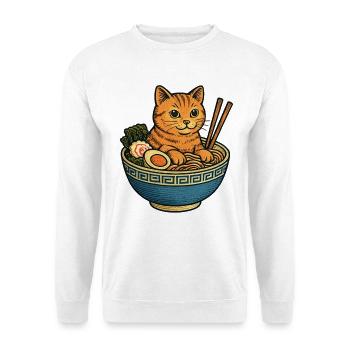 Chat drôle dans un bol de ramen Soupe de nouilles chats - Sweat-shirt Unisexe - blanc - Devant