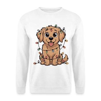 Lustiger Hund mit Lichterkette - Unisex Pullover - Weiß - Vorne