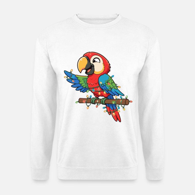 Bunten Papagei mit Lichterkette - Unisex Pullover - Weiß