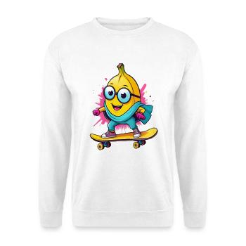 Banana skater with glasses - Unisex Sweatshirt - white - Front