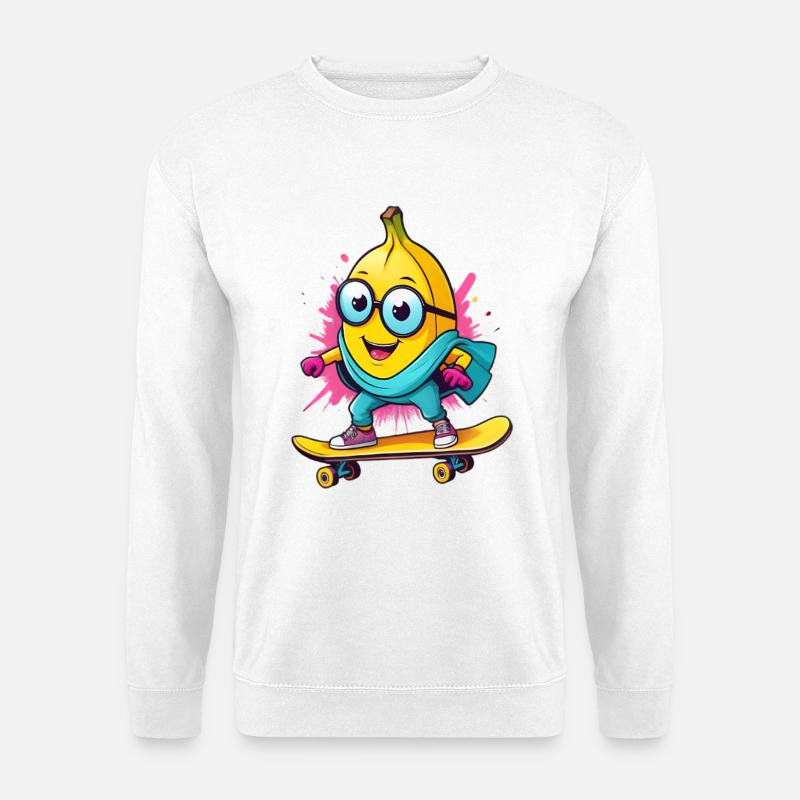 Bananen-Skater mit Brille - Unisex Pullover - Weiß
