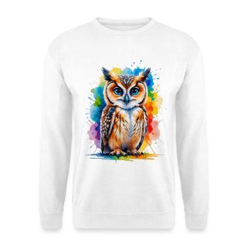Eulenporträt in Aquarellfarben - Unisex Pullover - Weiß - Vorne