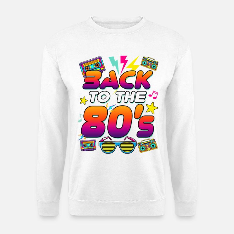 80er Neon Retro Kassette - Unisex Pullover - Weiß