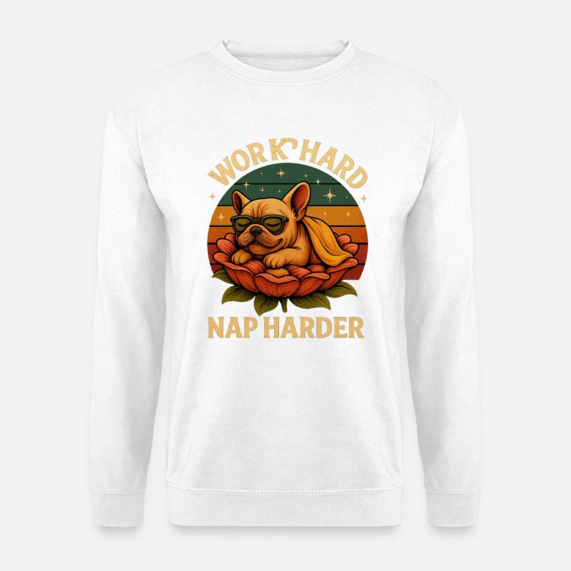 Nap Harder Bulldog Retro - Unisex Pullover - Weiß