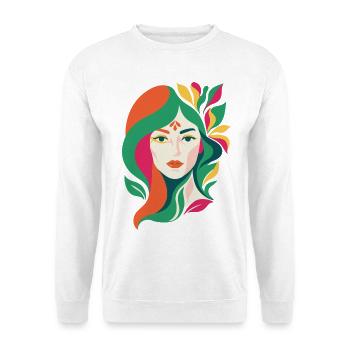 Vibrant Abstract Floral Portrait of a Lady - Unisex Sweatshirt - white - Front
