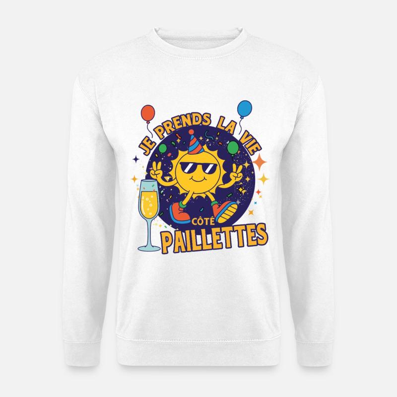 Leben auf der Glitzerseite - Unisex Pullover - Weiß