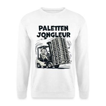 Paletten Jongleur Gabelstapler Lustig - Unisex Pullover - Weiß - Vorne
