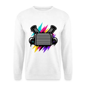 Neon car sound, tuning frame, driver name - Unisex Sweatshirt - white - Front