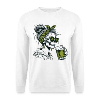 Shamrock Skeleton With Beer Funny Saint Patrick's - Unisex Sweatshirt - white - Front