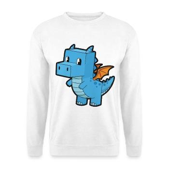 Niedlicher Cartoon-Blauer Drache – Dinosaurier - Unisex Pullover - Weiß - Vorne
