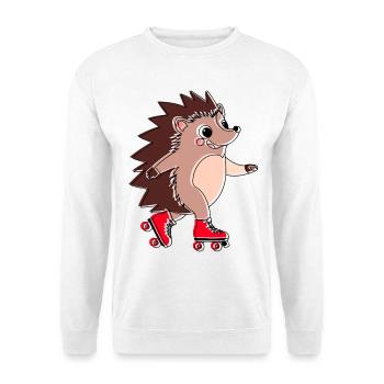 Igel auf Inlineskates – Niglo auf Inlineskates - Unisex Pullover - Weiß - Vorne