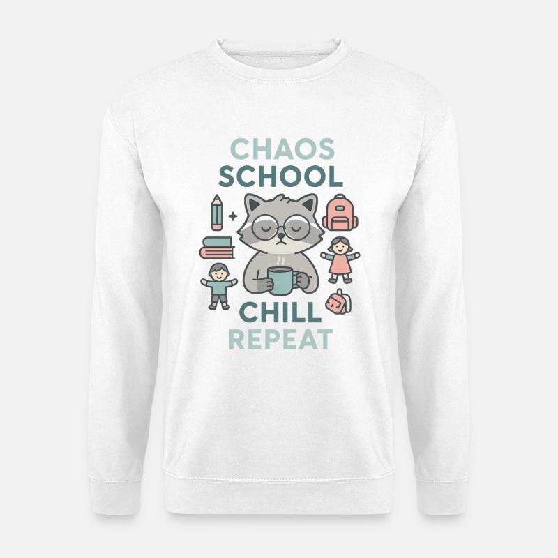 Chaos School Chill Repeat - Unisex Pullover - Weiß