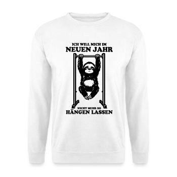 Faultier | Klimmzug, Fitness, lustiger Spruch - Unisex Pullover - Weiß - Vorne