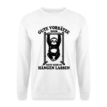 Faultier | Klimmzug, Fitness, gute Vorsätze 2026 - Unisex Pullover - Weiß - Vorne