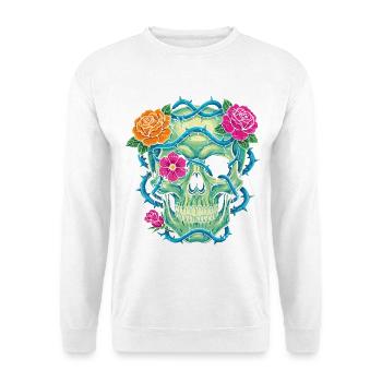Crâne Floral - skull art - Sweat-shirt Unisexe - blanc - Devant
