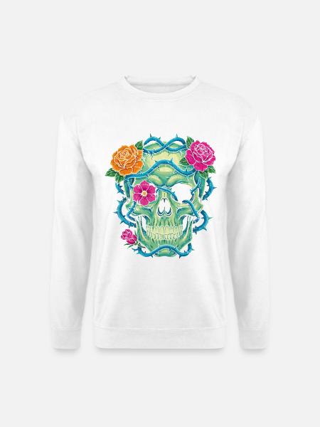 Floral Skull – Schädelkunst - Unisex Pullover - Weiß