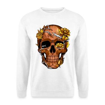 Crâne floral doré barbelé - Sweat-shirt Unisexe - blanc - Devant