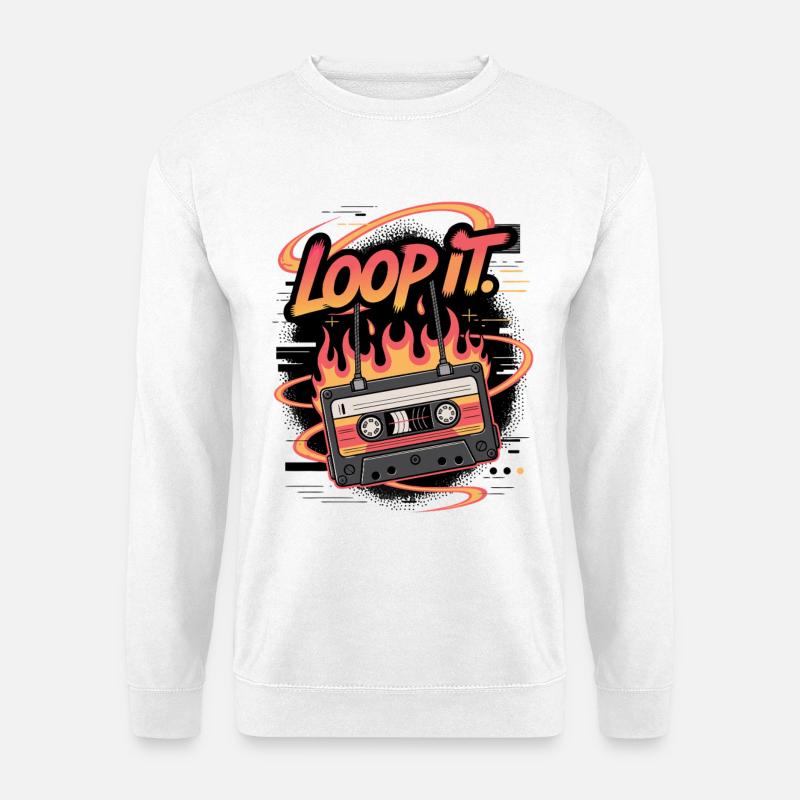 Retro Kassette Loop It Musikdesign - Unisex Pullover - Weiß