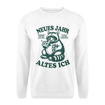 Waschbär | Neues Jahr, altes ich | gute Vorsätze - Unisex Pullover - Weiß - Vorne