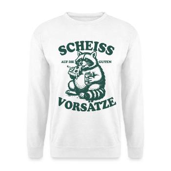 Waschbär | Scheiß auf gute Vorsätze 2026 - Unisex Pullover - Weiß - Vorne